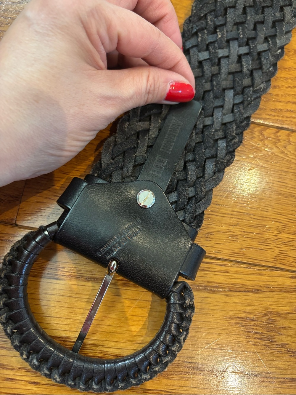 Vintage Boho Leather Braided Holt Renfrew Belt - Picture 6 of 11